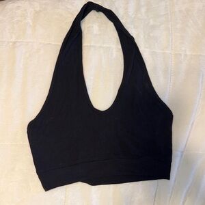 Black Halter Neck Crop Top